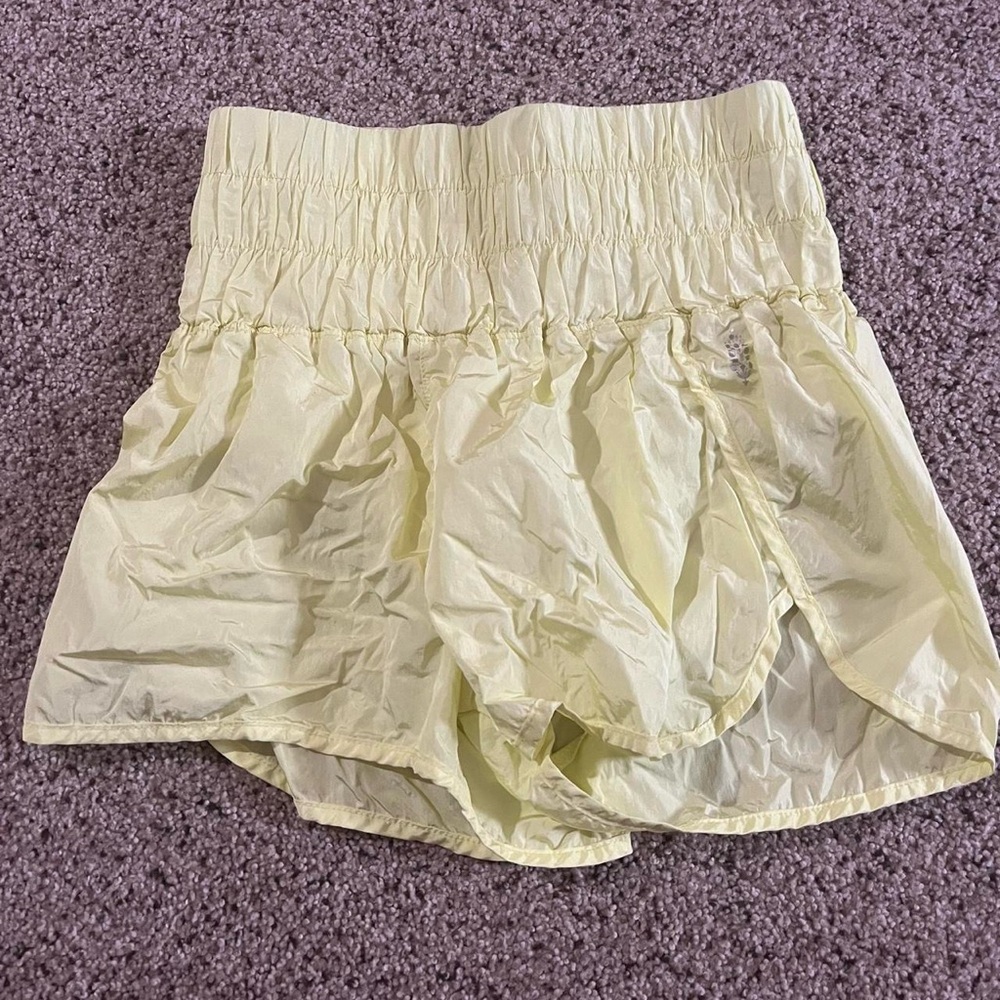 Light Yellow Free People Smocked Waist Running Shorts